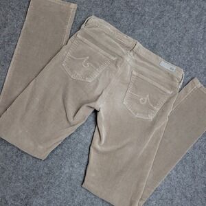 AG Adriano Goldschmied Jeans Womens 26R Beige Corduroy The Stevie Slim Straight